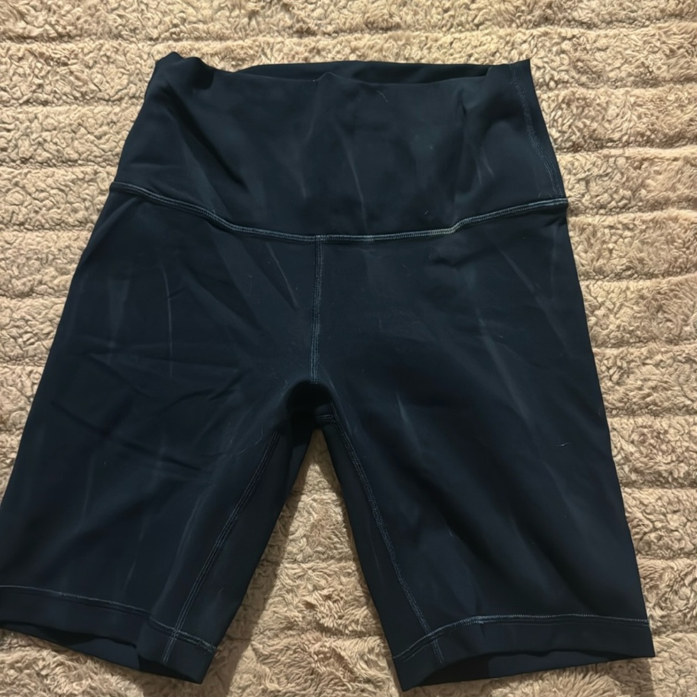 dark blue lululemon biker shorts, one of a kind tie dye